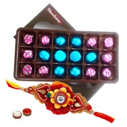Irresistible Pack of Assorted Homemade Chocolates with a free Rakhi Roli Tilak and Chawal for Raksha Bandhan