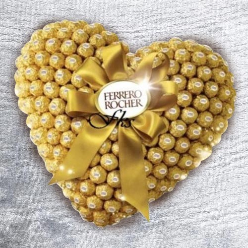 Remarkable Heart Shaped Arrangement of Ferrero Rocher Chocolate