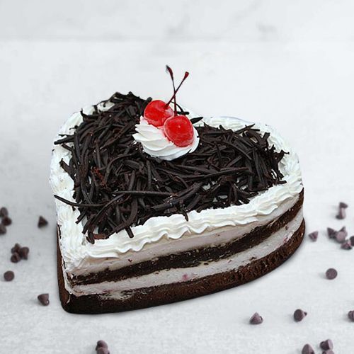 Lip-Smacking Eggless Heart Shaped Black Forest Cake