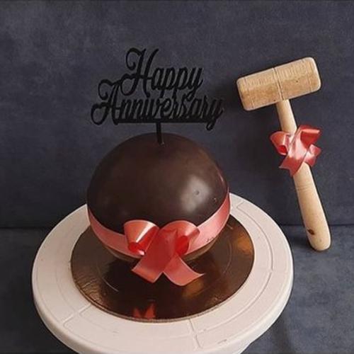 Ambrosial Round Chocolate Pinata Cake with Hammer