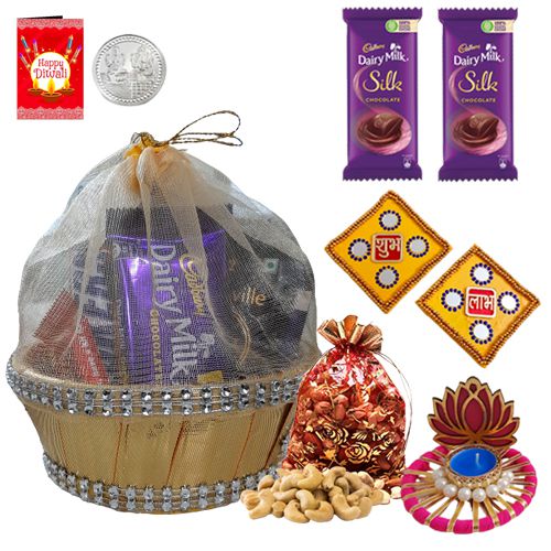 Must-Have Chocolates n Cashews Hamper with Diwali Lights