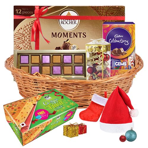 Sumptuous Cake n Chocolaty Treat X-mas Basket