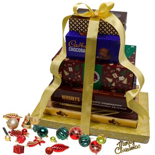 Tempting 6 Layer Chocolate Tower N Xmas Decorations Gift
