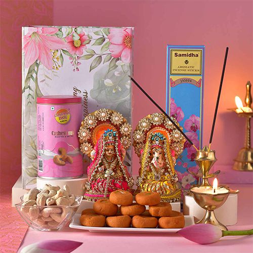 Divine Diwali  Clay Deities  N  Sweets Box