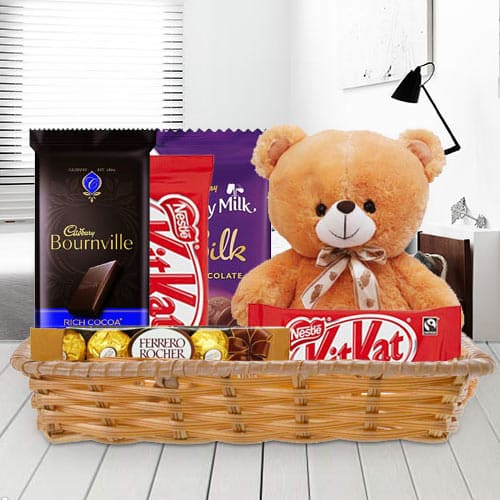 Exclusive Gift Hamper of Chocolates with Teddy