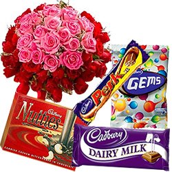 Brilliant Rose Bouquet with Assorted Cadbury Chocolates