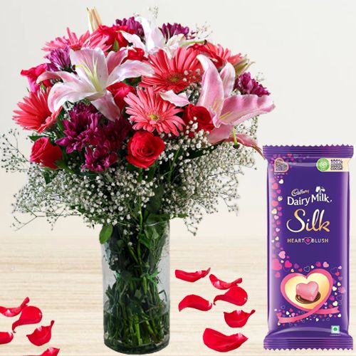 Magic of Love Floral Arrangement with Cadbury Valentine Chocolate