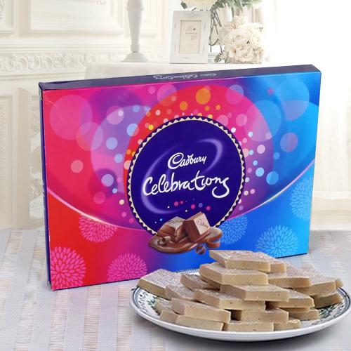 Kaju Katli from Haldiram / Reputed Shop with Cadbury Celebration Pack