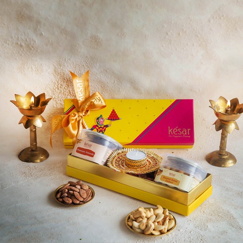 Exotic Kesar Dry Fruits Box with Candle