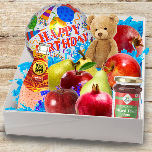 Delectable Box of Fresh Fruits N Assortments