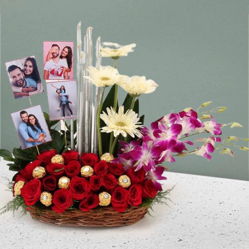 Love Filled Arrangement of Mixed Flowers with Personalized Photos
