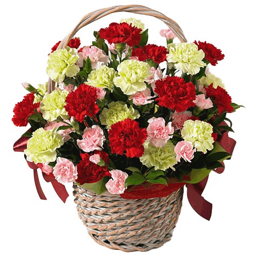 Gift of  Mixed Carnations in a Basket