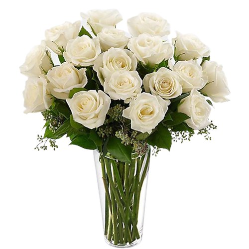 Charming White or Creamy Roses with a Vase