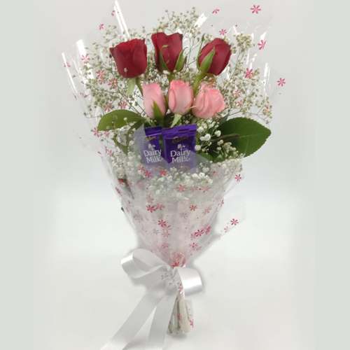 Stunning Mixed Roses with Cadbury Chocolates Posy