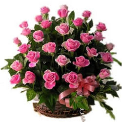 Divine Collection of Pink Coloured Roses in a Basket