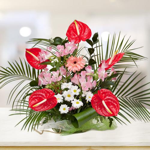 Brilliant Arrangement of Anthurium with Assorted Flowers