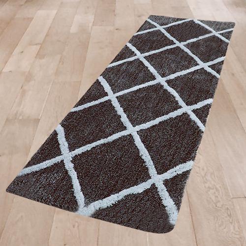 Magnificent Modern Cross Microfibre Polyester Shaggy Bedside Runner