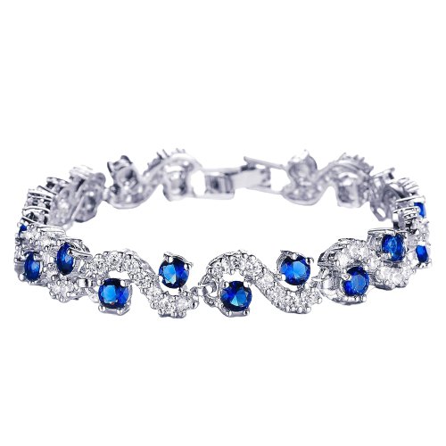 Vibrant Surprise - Silver Plated Blue Crystal CZ Bracelet	
