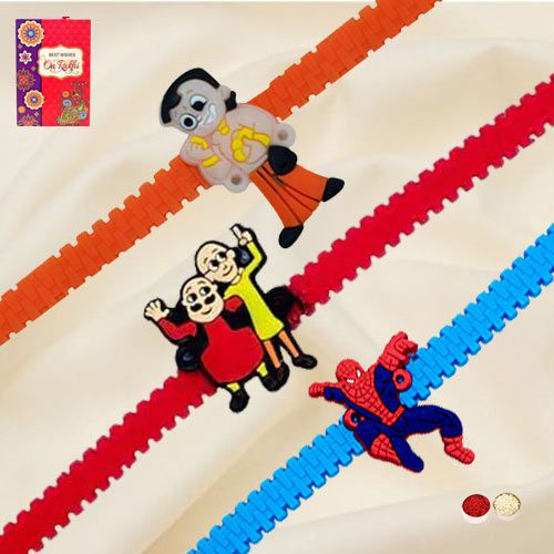 Exclusive Chota Bheem Motu Patlu n Spider Man Cartoon Rakhi