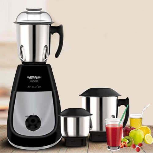 Trendy Maharaja Whiteline 3 Jars Black n Silver Mixer Grinder