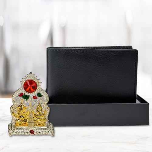 Antique Ganesh Laxmi Mandap with a Black Wallet for Gents