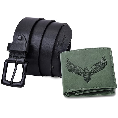 Amazing Urban Forest Mens Leather Wallet N Belt Gift Set