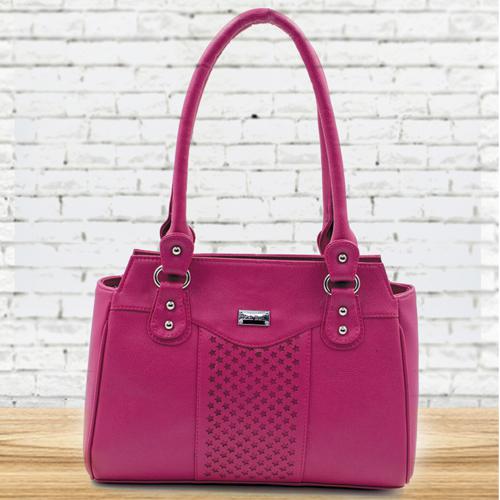 Attractive Pink Color Leather Vanity Bag for Ladies