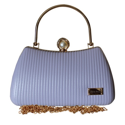 Awesome Blue Striped Embossed Design Ladies Party Purse