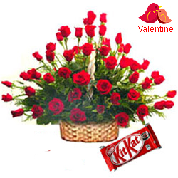 MidNight Delivery ::100 Exclusive  Dutch Red    Roses  Arrangement with Cadburys Chocolate