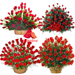 MidNight Delivery ::Biggest Love : 250 Pcs. Exclusive Dutch Red Roses in Multi Basket