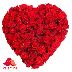 MidNight Delivery ::200 Red Roses in Heart Shape Arrangement