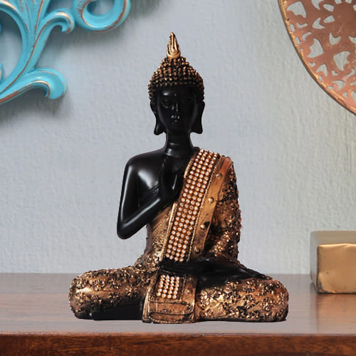 Handcrafted Meditating Lord Buddha Polyresin Idol