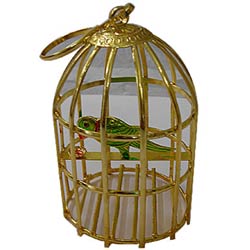 Wonderful Golden Plated Bird Cage with Colorful Parrot