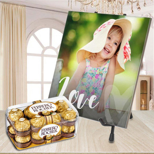 Beautiful Personalized Photo Tile with Ferrero Rocher Chocolate