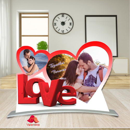 Best Twin Heart Shape Personalized Photo Frame with Love Message