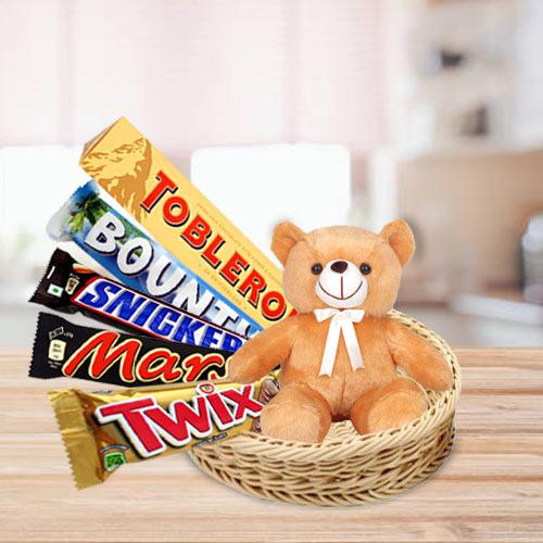 Marvelous Basket of Chocolates with Teddy