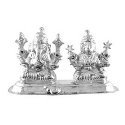 Amazing Silver Plated Laxmi Ganesh Idol