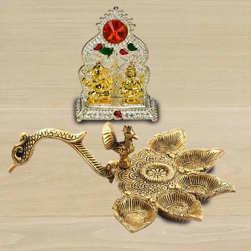 Exclusive Antique Diya with Ganesh Laxmi Mandap<br>