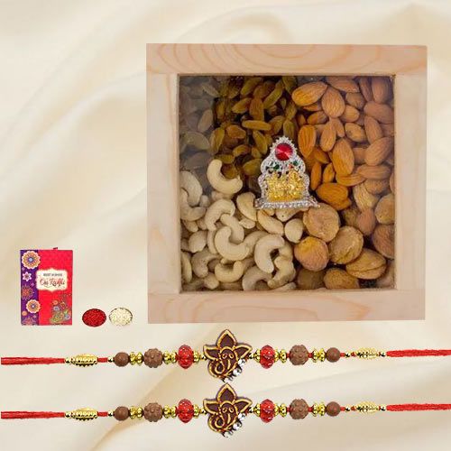 Ethnic Rakhi Set with Exotic Dry Fruits n Ganesh Laxmi Mandap