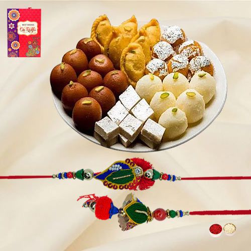 Fantastic Bhaiya Bhabhi Rakhi N Delicious Mithai from Bhikaram