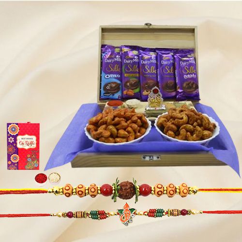 Pious Rakhi Set with Mandap Flavor Cashews n Cadbbury Chocolates