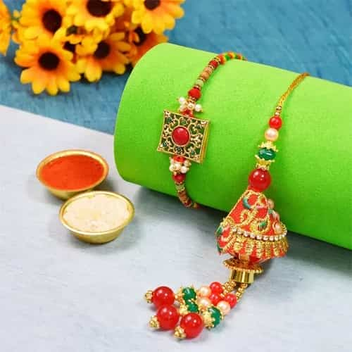 Ethnic Kundan Zari Couple Rakhis