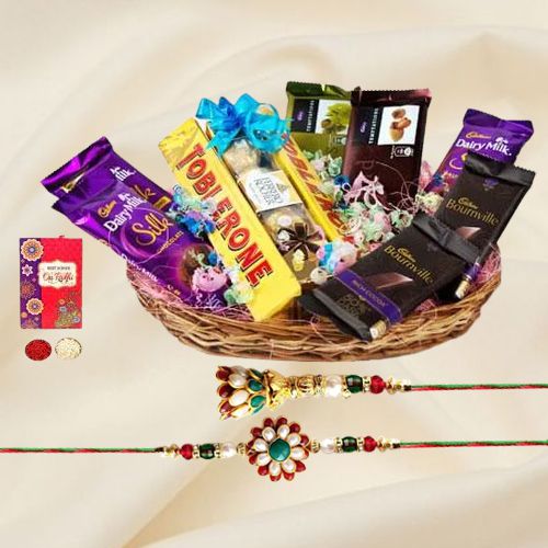 Assorted Chocolates with Bhaiya Bhabhi Rakhi Set