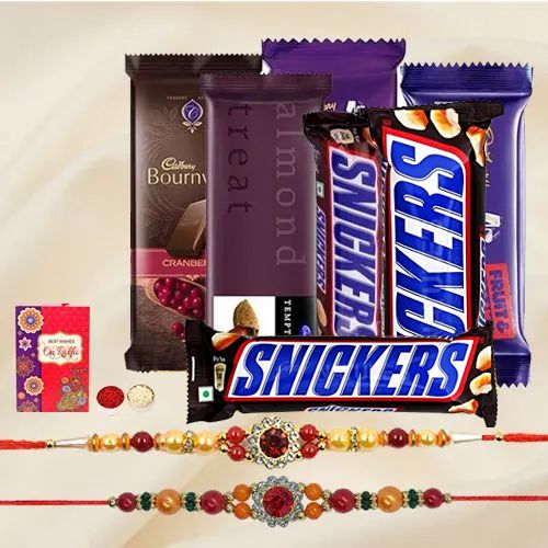 Delicious Chocolate Gift Hamper with Two Ad Rakhi