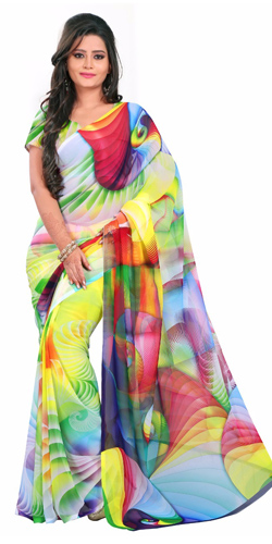 Popular Digital Printed Georgette Saree in Multicolour