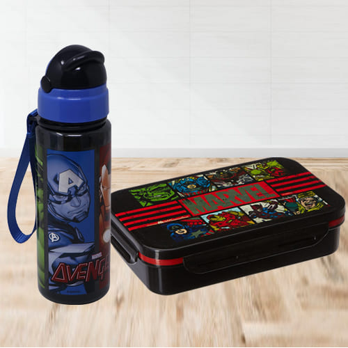 Mesmerizing Avengers Tiffin Box n Sipper Bottle Combo