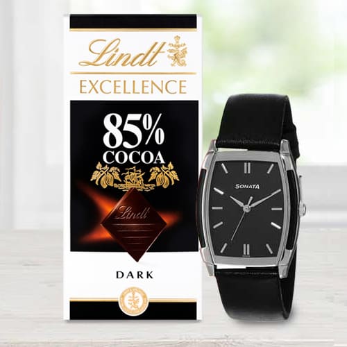 Exclusive Sonata Analog Mens Watch N Lindt Chocolate