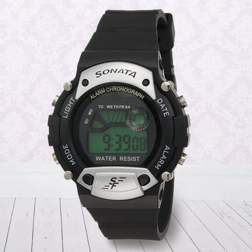 Exclusive Sonata Super Fibre Digital Mens Watch