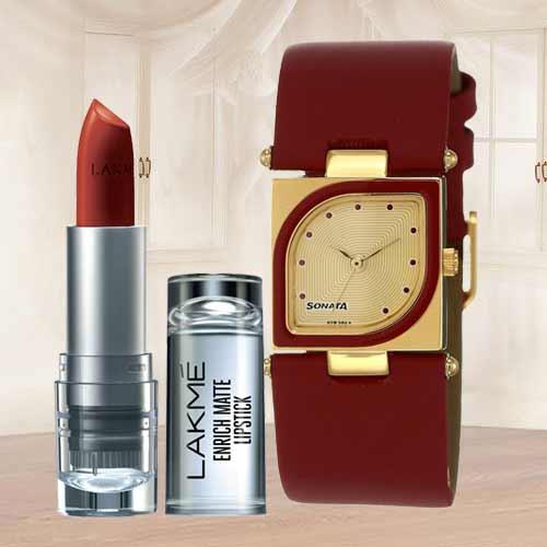 Wonderful Sonata Analog Womens Watch N Lakme Lipstick