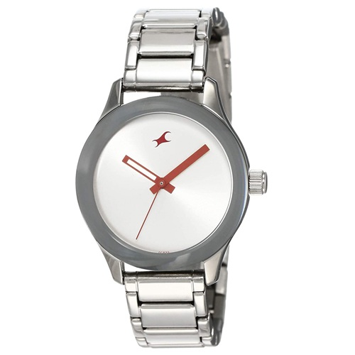 Fashionable  Monochrome Analog Silver Dial Womens Watch
